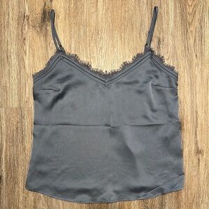 A&F Elegant Gray Lace Trim Cami Top
